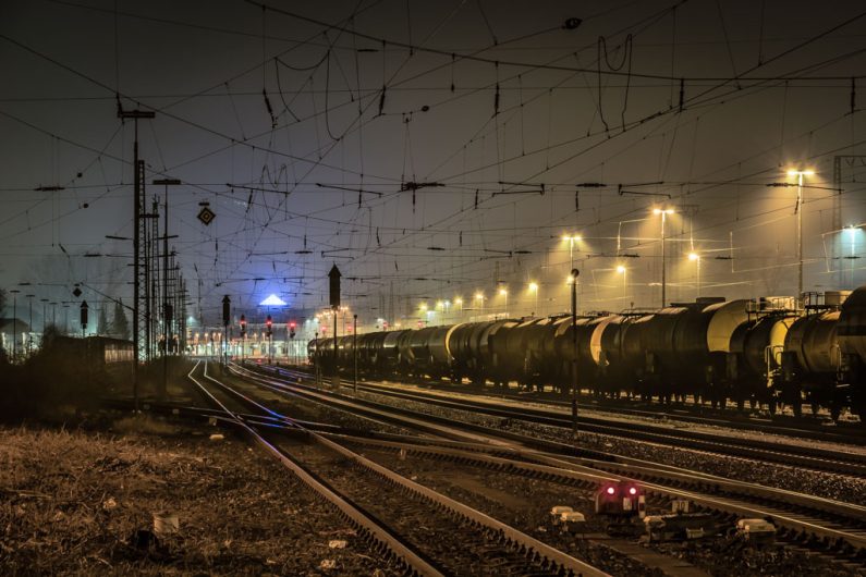 Aufnahme des nächtlichen Güterbahnhofs in Hameln